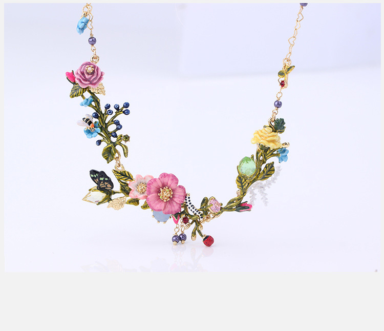 Flower Pendant Enamel Bracelet