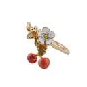 Enamel Glaze Small Fresh Flower Cherry Fall Gold Ring