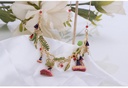 Raspberry Flower And Leaf Enamel Necklace