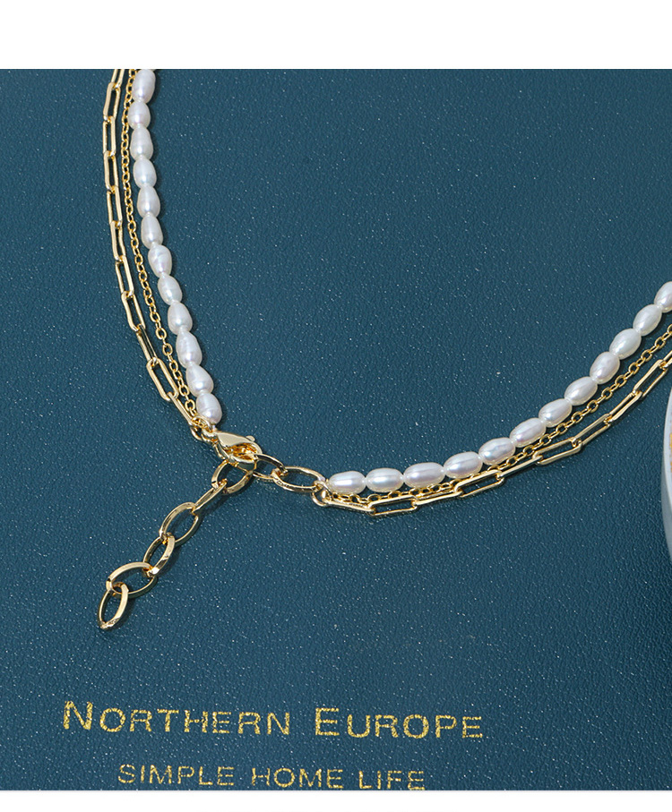 Freshwater Pearl Moon Gold Filled Chain Layering Necklace