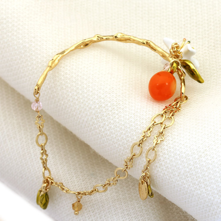 Orange Blossom Enamel Bangle Bracelet