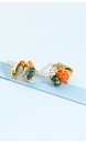 Orange Fish Blue Conch And Pearl Enamel Stud Earrings Jewelry Gift