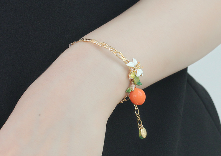 Peach Blossom Flower Enamel Necklace