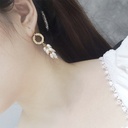Cherry Blossom Flower Tassel Enamel Stud Earrings