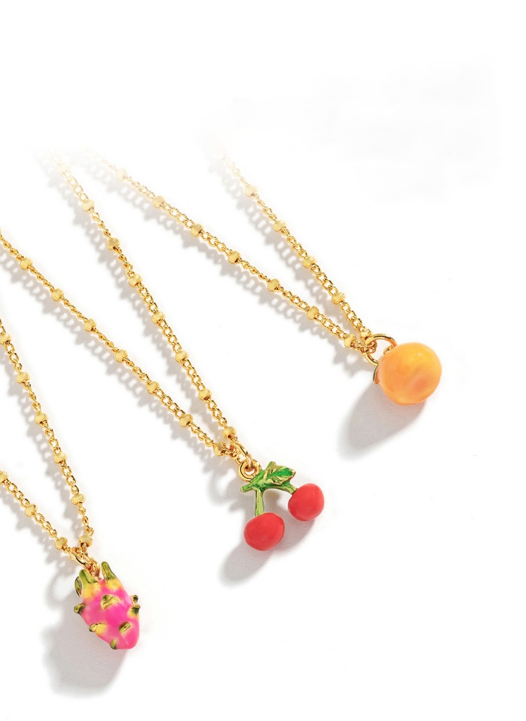 Fruit Strawberry Pendant Collarbone Enamel Necklace