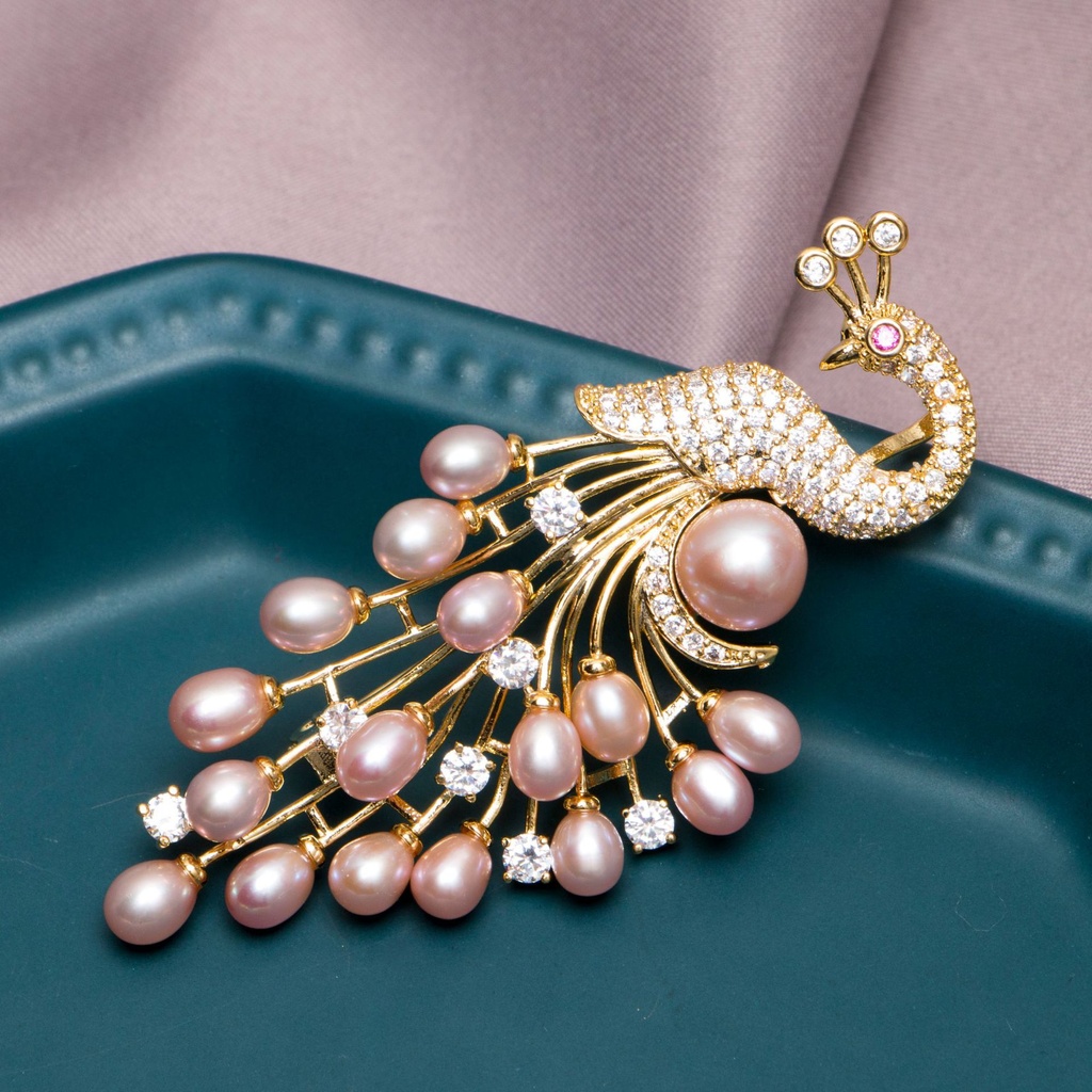 Freshwater Pearl Peacock Brooch