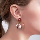 Cute Rabbit Pendant Long Tassel Hand Painted Enamel Asymmetric Stud Clip Earring
