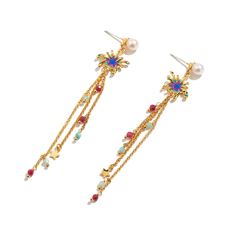 Rose And Stone Branch Enamel Necklace