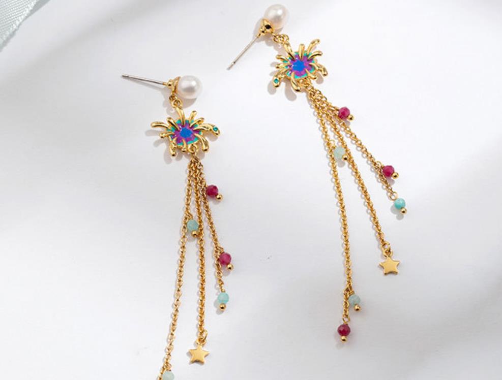 Rose And Stone Branch Enamel Necklace