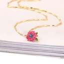 Love Flower And Crystal Enamel Necklace