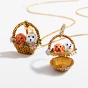 Love Flower And Crystal Enamel Necklace