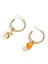 Orange Blossom Flower Dangle Enamel Stud Earrings