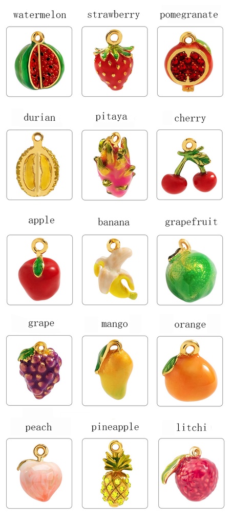 Cute Fruit Pendant Watermelon Orange Apple Cherry Peach Strawberry