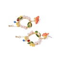 Butterfly And Pearl Tassel Enamel Stud Earrings