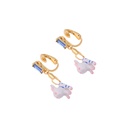 Cute Rabbit Sapphire Enamel Earrings Jewelry Stud Clip Earrings