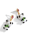 Cute Panda With Bamboo And Crystal Enamel Earrings