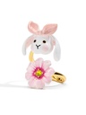 Cute Rabbit Bunny And Flower Enamel Adjustable Ring