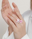 Cute Rabbit Bunny And Flower Enamel Adjustable Ring