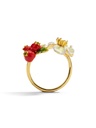 Flower And Hawthorn Enamel Adjustable Ring