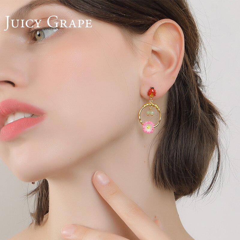 Dairy Queen Crystal Enamel Earrings Jewelry Stud Clip Earrings