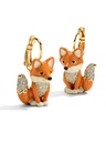 Cute Fox And Crystal Enamel Hook Earrings