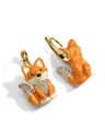 Cute Fox And Crystal Enamel Hook Earrings