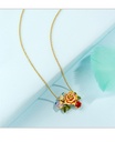 Cute Dog Puppy Flower Basket Enamel Pendant Necklace