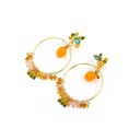 Orange Blossom Flower Dangle Enamel Stud Earrings