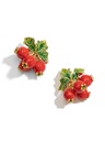Pink Purple Flower And Stone Enamel Earrings