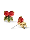 Flower Ladybug And Stone Enamel Earrings