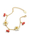 Red Fruit Hawthorn And Flower Enamel Charm Bracelet