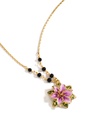 Purple Flower Enamel Pendant Necklace