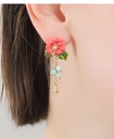 Flower And Blue Stone Tassel Pendant Enamel Necklace