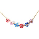 Pansy Red Pink Blue Purple Colorful Flower Enamel Necklace