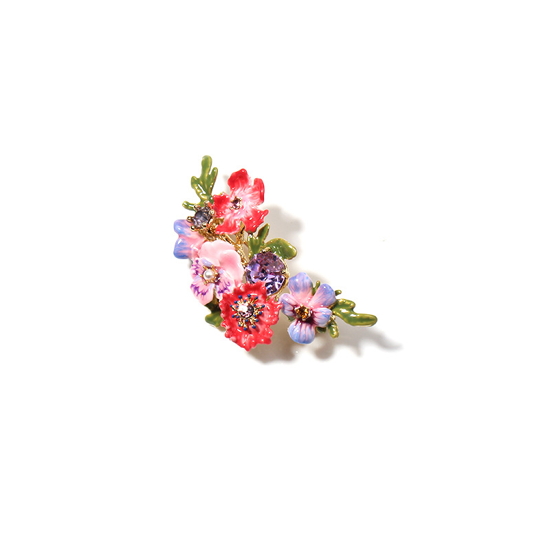 Ladybug And Blue Pink Stone Enamel Pendant Necklace