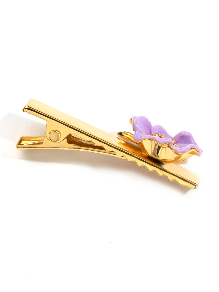 Purple Peony Flower Enamel Hair Pin