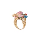 Easter Rosary Series Pink Flower Ladybug Bee Ring Crystal Ring Elegant Noble Luxury Enamel Jewelry