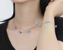 Bird On Flower Branch C Shape And Crystal Enamel Necklace