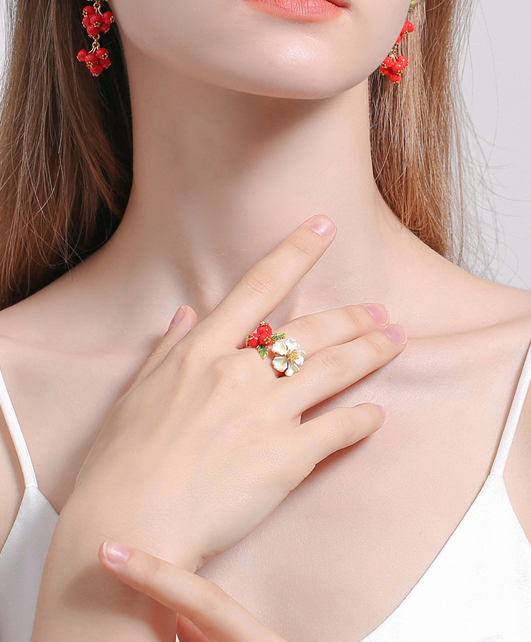 Bird On Flower Branch C Shape And Crystal Enamel Necklace