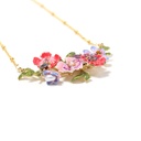 Pansy Red Pink Purple Blue Flower Enamel Pendant Necklace