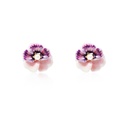 Pansy Pink Purple Flower And Pearl Enamel Earrings