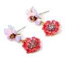 Cute Magpie Bird With Cherry Asymmetrical Enamel Stud Earrings