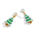 Camellia Flower And Crystal  Enamel Stud Earrings