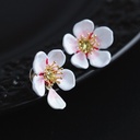 Cute Panda With Bamboo And Flower Enamel Stud Earrings