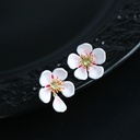 Cute Panda With Bamboo And Flower Enamel Stud Earrings