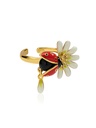 Dahlia Colorful Flower And Stone Enamel Adjustable Ring
