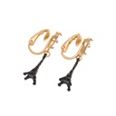 Eiffel Tower Moon Enamel Earrings Jewelry Stud Clip Earrings