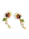 Lotus Pink Flower Enamel Stud Earrings