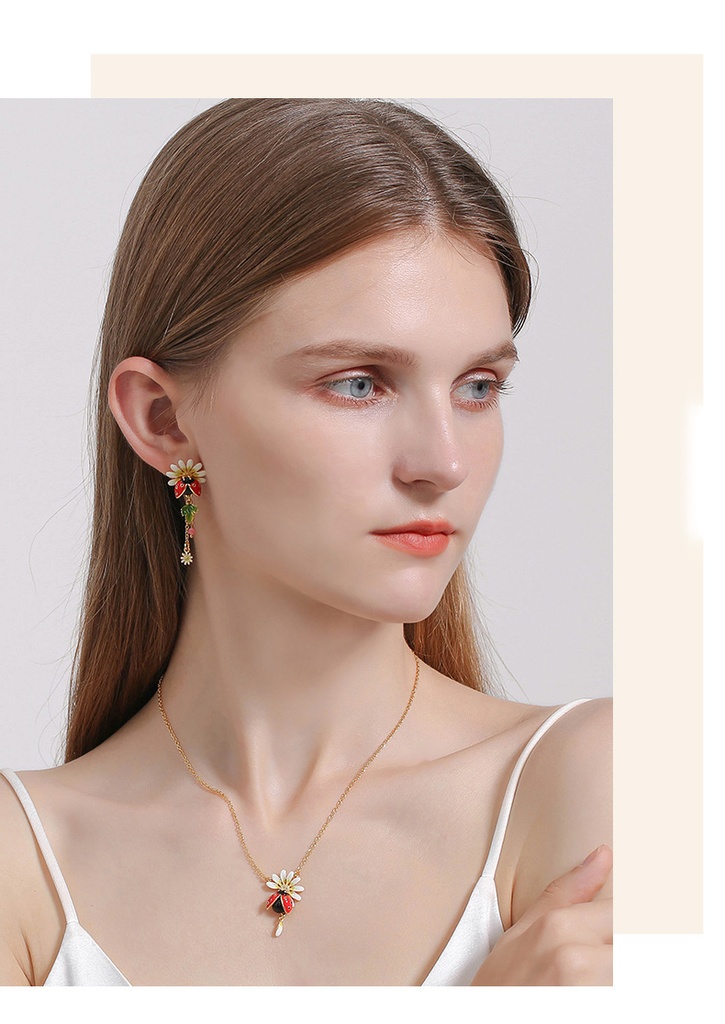 Lotus Pink Flower Enamel Stud Earrings