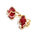 Red Rhinestone Crystal Snake Shape Gold Plated Earrings